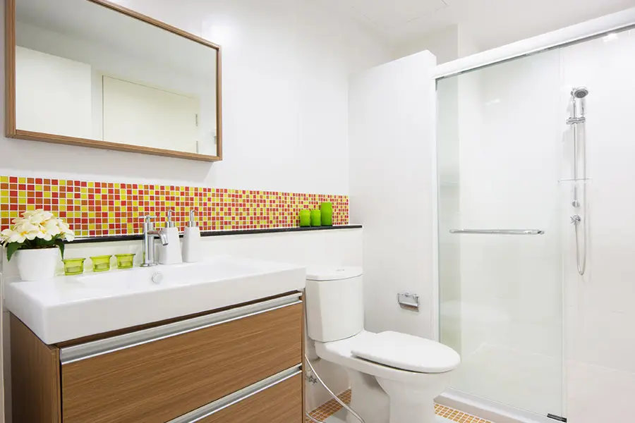 Modern bathroom with glass shower