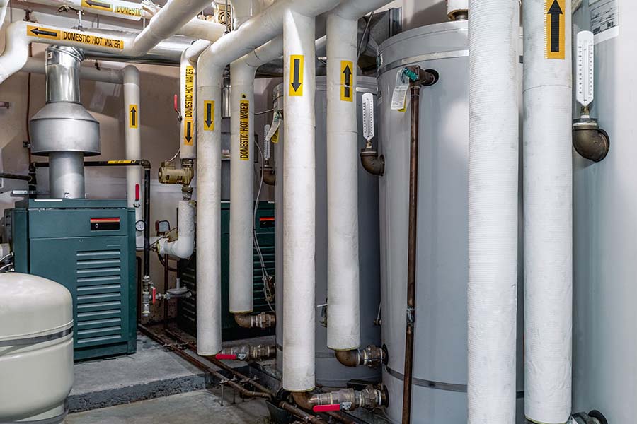 Professional boiler installation with connected piping in Oxford MS